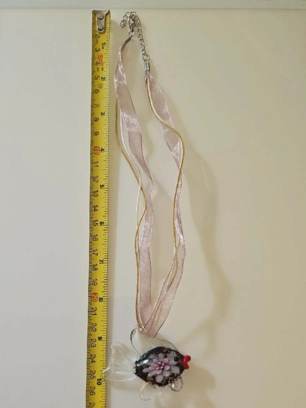 Handblown Glass Purple Flower Gold Accent Fish Ornament - Pets Fish Décor - Picture 3 of 6